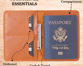 Leather Passport Holder, Handmade Travel Wallet, Slim Passport Case with Card Slots, Genuine Leather Passport Cover
