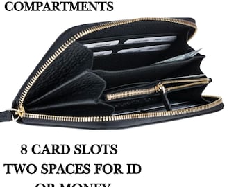 Personalized Leather Wallet for Women, Custom Engraved Genuine Leather Long Wallet, Monogram Slim Wallet with Card Slots