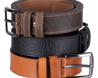 Personalized Leather Belt for Men, Custom Engraved Men's Belt, Genuine Leather Dress Belt, Handmade Casual Jeans Belt