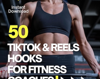 50 ganchos de TikTok y Reels para entrenadores de fitness / Ideas de contenido para conseguir más clientes / Descarga instantánea