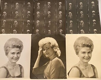 Mystery 1960s Blonde Model Photography Head Shots Test Sheet Proofs Full Size Photos Historical Girl Old Hollywood America Vintage Antique