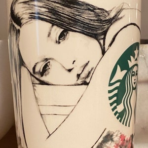 Sale ! Original STARBUCKS Charlotte Ronson Ceramic Travel Mug, Starbucks Collectors Mug, Travel Coffee Tea Cup, Starbucks Coffee Free Ship