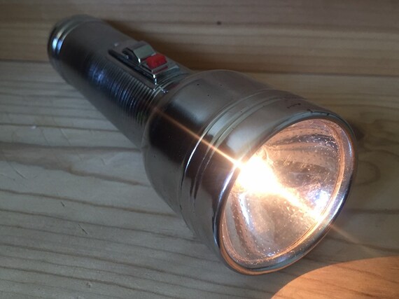 SALE Classic Silver Flashlight Metal Vintage 1960s 1950s Mid