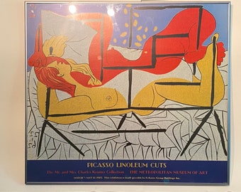 Sale ! Pablo PICASSO Linoleum Cuts Metropolitan Museum of Art Abstract Vintage 1985 Exhibition Framed Mid-Century Watch Video Free Shipping!