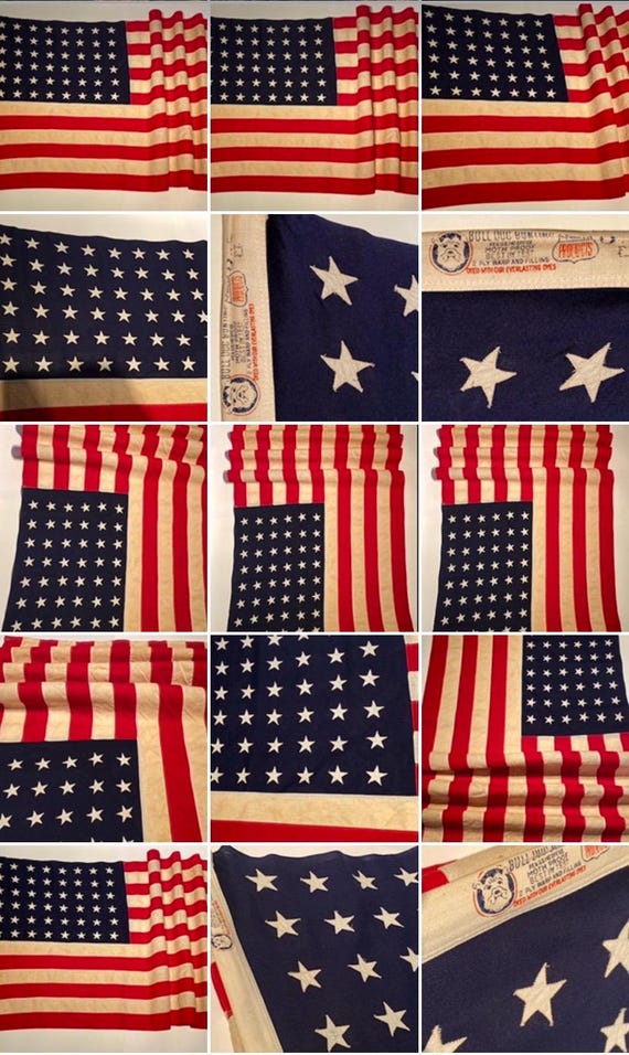 Antique 48 Star American Flag Mid Century 40s 1950s Wwii