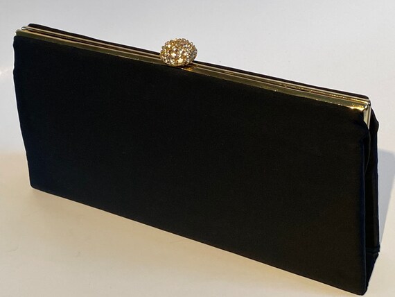 SALE ! Vintage Diamond Clasp Peach Satin Black 19… - image 9