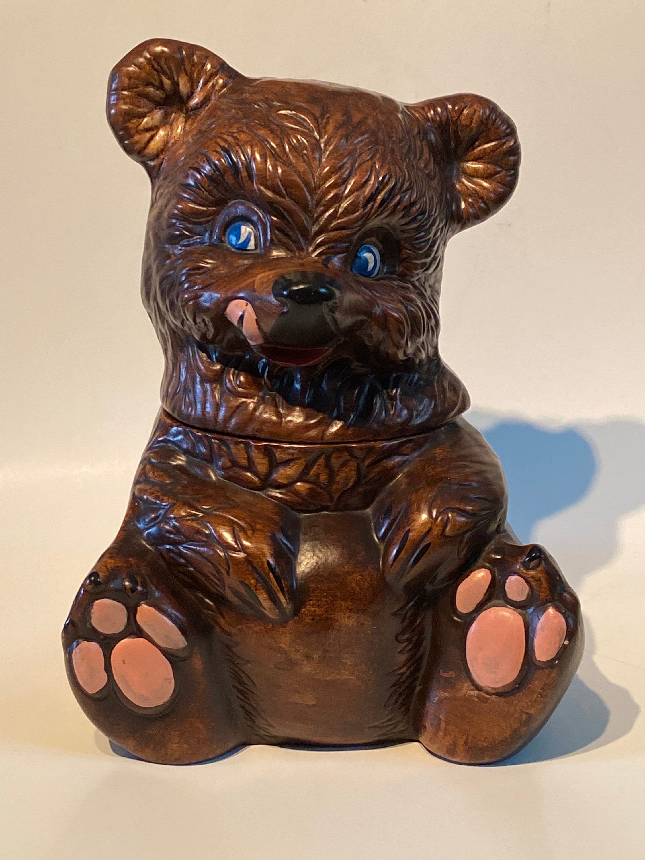 SALE ! 1960s 1970s Cookie BEAR Cub Jar Ceramic Glazed Pottery USA