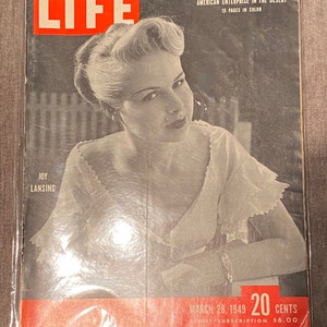 SALE Original LIFE Magazine March 28, 1949 1940s 40s wwii mid-century USA American United States History Joy Lansing Cover Free Shipping image 1