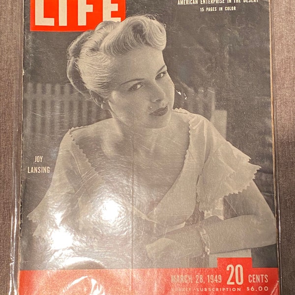 SALE! Original LIFE Magazine March 28, 1949 1940s 40s wwii mid-century USA American United States History Joy Lansing Cover Free Shipping