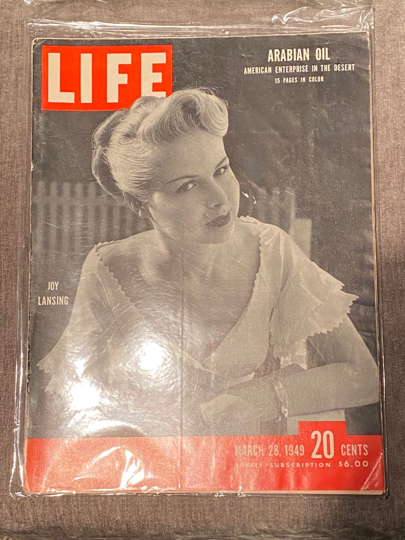 SALE Original LIFE Magazine March 28, 1949 1940s 40s wwii mid-century USA American United States History Joy Lansing Cover Free Shipping image 1