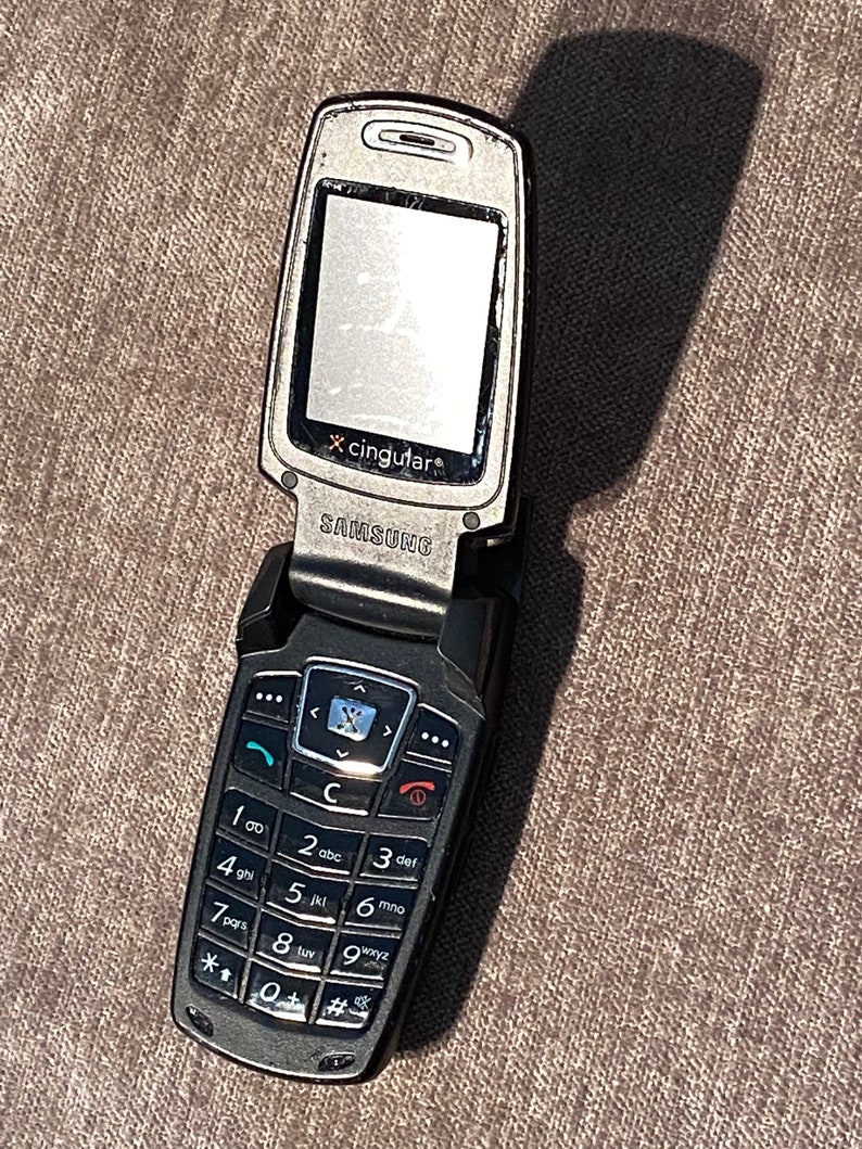 SALE 1990s 90s Vintage Flip Phone Samsung Cingular Black Mobile Cell
