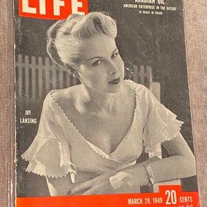 SALE! Original LIFE Magazine March 28, 1949 1940s 40s wwii mid-century USA American United States History Joy Lansing Cover Free Shipping