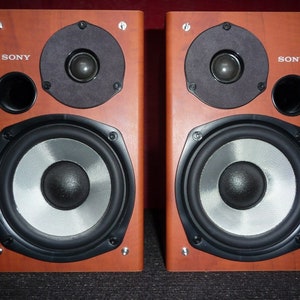 SALE! 2 SONY Speakers Bookshelf Kevlar Wood Monitors Pair for Stereo Receiver Amplifier Tuner Audio System Electronics Like New Free Shiping
