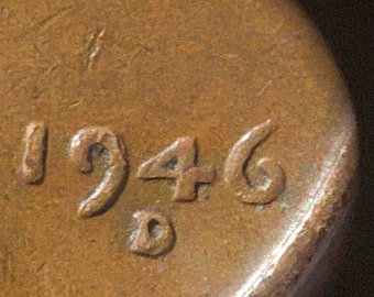 90% Off SALE ! Rare 1946 D Wheat Cent Penny Scarce Red Known Error Year Double Mint Stamp Ungraded Coin Money Abraham Lincoln