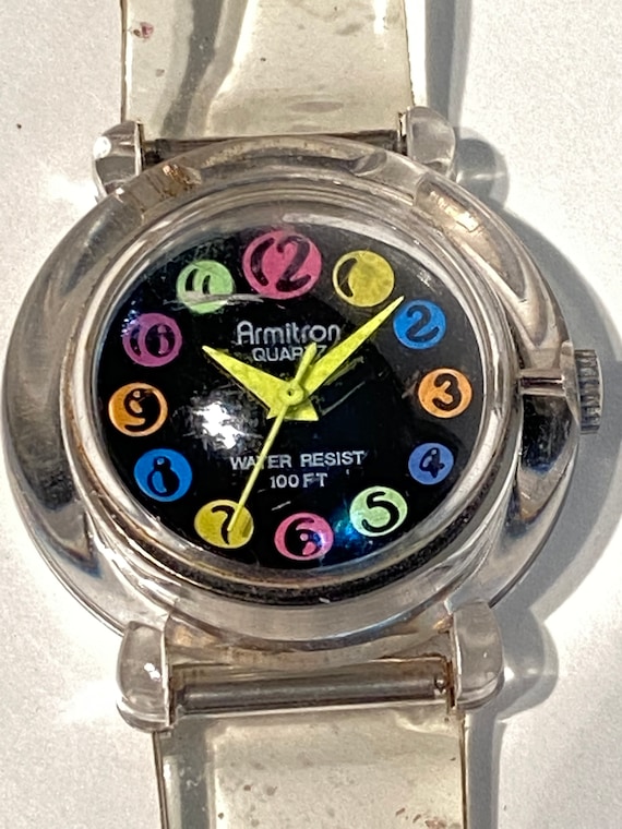 SALE ! 1990s Vintage ARMITRON Watch Clear Jelly Sw