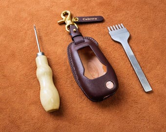 For F150 F250 F350 Personalized Leather Car Key Holder, Custom Car Key Case, Luxury Keychain Organizer Gift for Men Women