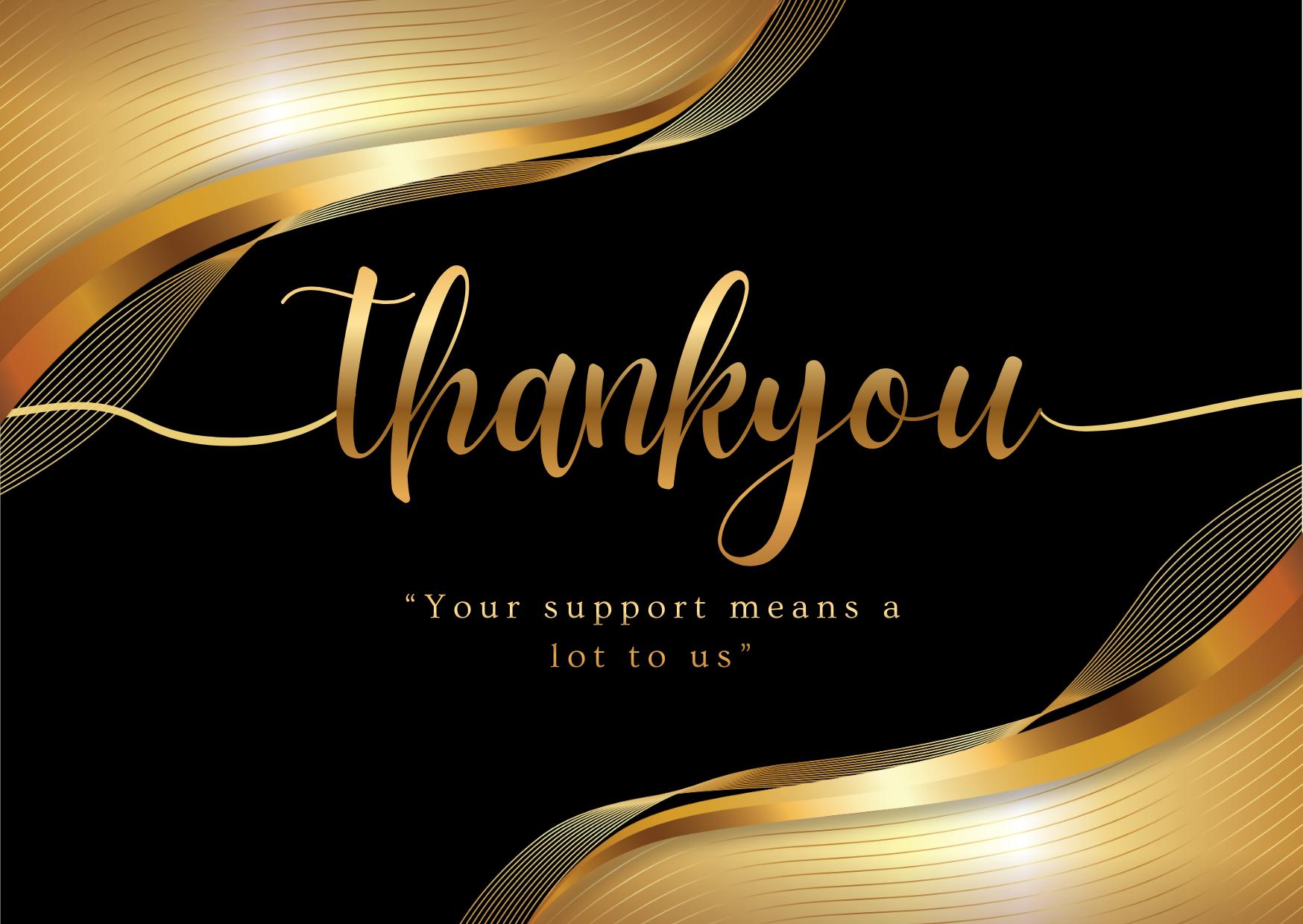 Luxury Thank You Card Printable | Elegant Black Gold Thank You Card ...