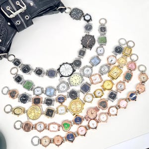 Correa de bolso con cadena de reloj de oro vintage, correa de bolso con 11 esferas, corazones y diamantes de imitación, accesorio retro para bolso punk coqueto, cadena de bolso romántica Y2K