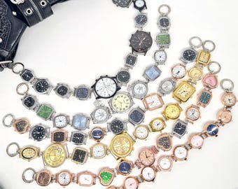 Vintage Gold Watch Chain Bag Strap, 11 Dials Heart & Rhinestone Faces Purse Strap, Retro Coquette Punk Bag Accessory, Y2K Romantic Bag Chain