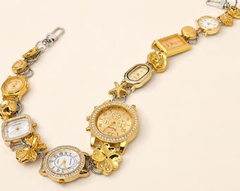 Vintage Watch Face Bag Charm Chain, Y2K Punk Grunge Stainless Steel Titanium Steel Bag Accessory