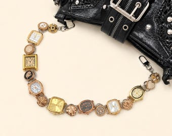 Punk Watch Charm Bag Strap, Aesthetic Grunge Bag Chain, Unique Y2K Handbag Decoration