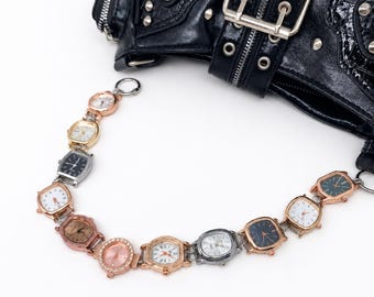 Retro Muted Watch Charm Bag Strap, Mixed Tone Bag Chain, Earthy Y2K Bag Decoration