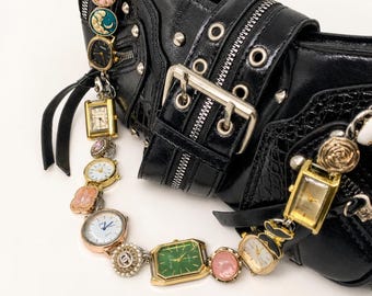 Vintage Multi-Color Watch Face Bag Chain, Titanium Steel & Stainless Steel Bag Strap, Y2K Cottagecore Grunge Bag Accessory