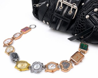 Whimsical Multi-Shape Watch Face Bag Chain, Retro Streetwear Bag Accessory, Playful Maximalist Bag Strap