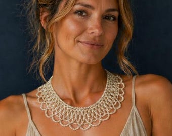 Lightweight Pearl Bib Necklace Vintage Wedding Collar Jewelry