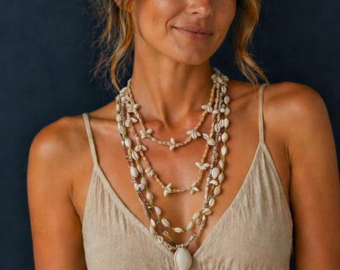 Vintage 4 Piece Coastal Shell Necklace Bundle