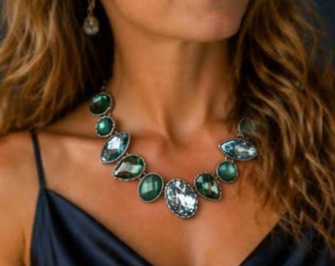 Simply Vera Wang Green Crystal Statement Necklace