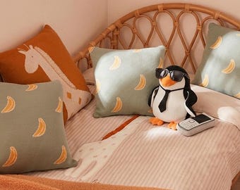 Funny Penguin Plush Toy-Dapper Bird Stuffed Animal-Nursery Decor Birthday Gift-Quirky Boss Penguin with Suit Hat and Shades Cozy Room Decor