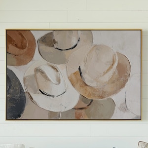 Floating Framed Cowboy Hat Wall Art – Abstract Western Canvas Print for Modern Ranch Decor