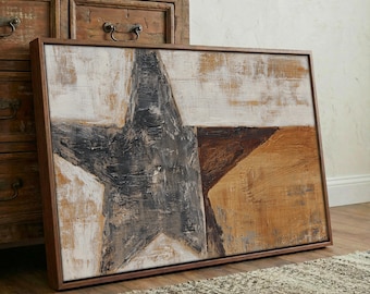 Texas State Pride Wall Art – Oversized Textured Lone Star Framed Canvas Statement Piece