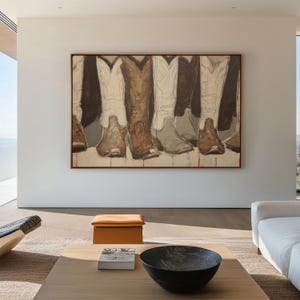 Cowboy Boots Canvas Wall Art – Modern Western Boot Print, Large Statement Painting