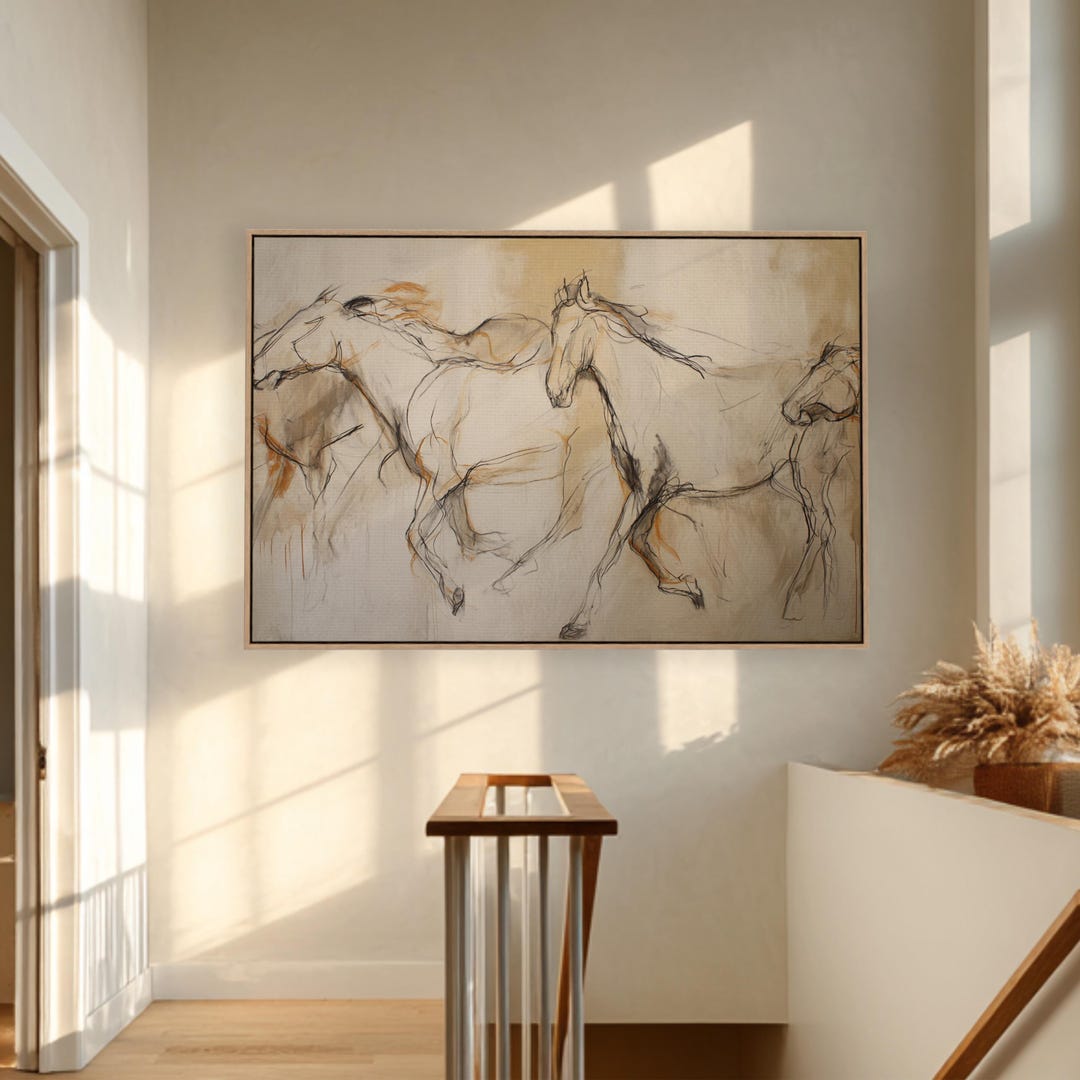 Horse Wall Art – Abstract Equine Canvas Painting, Modern Western Style ...