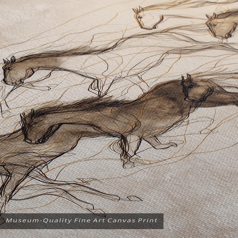 Running Horse Wall Art – Oversized Abstract Equine Framed Canvas - Etsy