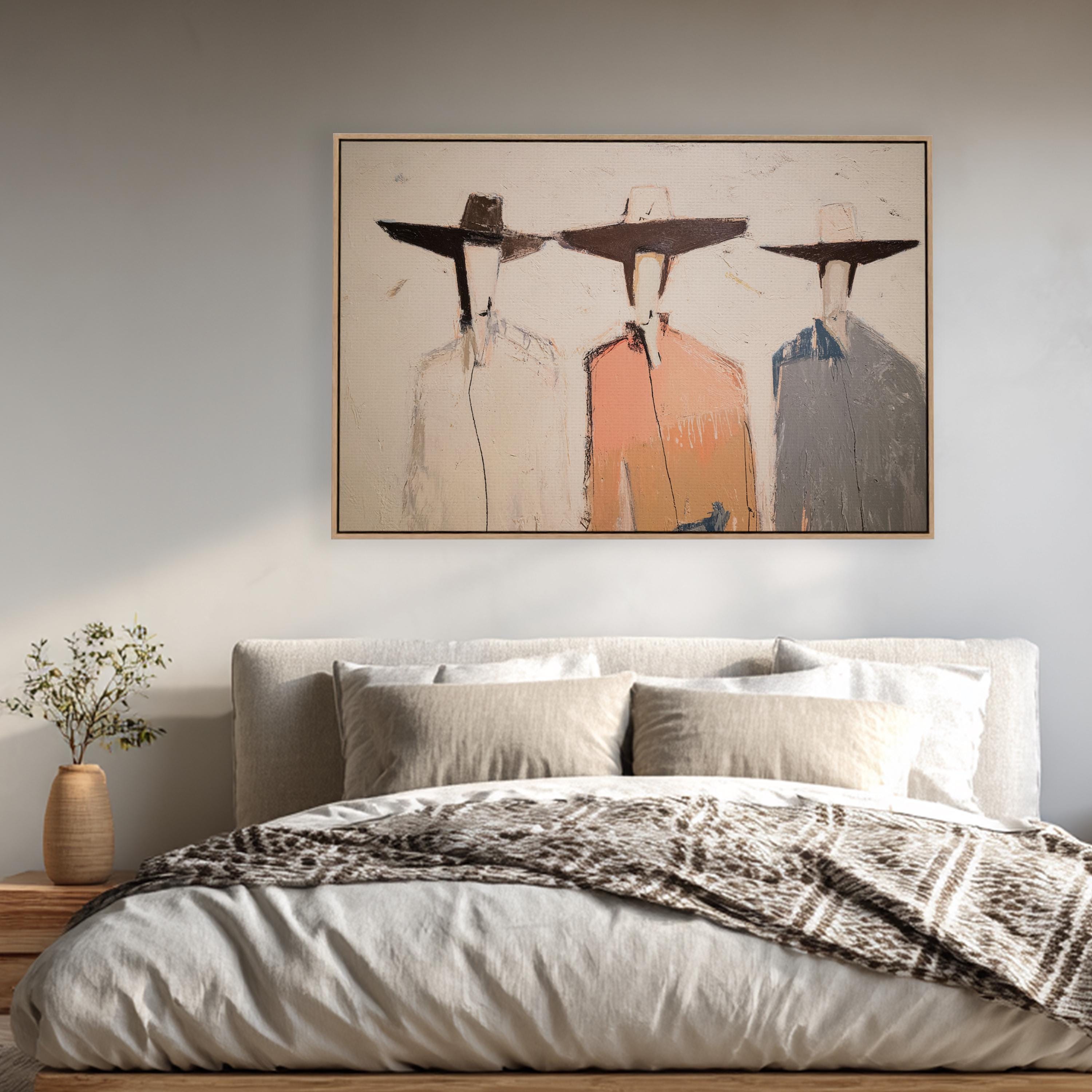 Cowboy Wall Art – Abstract Western Figures Canvas Print, Modern Ranch ...