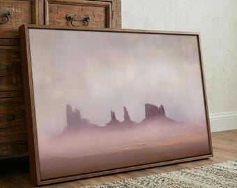 Monument Valley Wall Art | Southwestern Desert Landscape | Western Canyon Canvas | Large Neutral Canvas