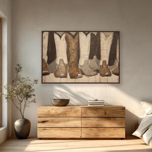 Cowboy Boots Canvas Wall Art – Modern Western Boot Print, Large Statement Painting
