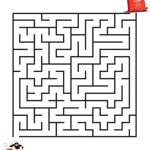 Peut inclure: Un labyrinthe carr&eacute; en noir et blanc avec un petit mouton de dessin anim&eacute; portant un gilet rouge dans le coin inf&eacute;rieur gauche et une pochette de couverture anti-feu rouge avec le texte FIRE BLANKET imprim&eacute; dans le coin sup&eacute;rieur droit.
