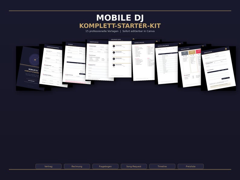 Sjabloon DJ-contract (Duits) | Mobiel DJ-contractpakket | Contract voor bruiloft + factuur + prijslijst | Direct downloaden afbeelding 1