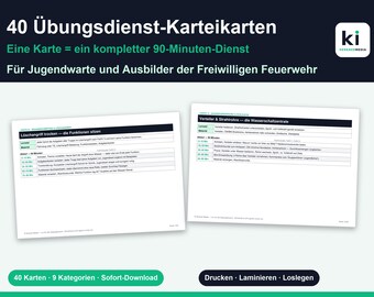 Ideas para la formación de bomberos | 40 tarjetas didácticas para brigadas juveniles de bomberos e instructores | Sesiones de 90 minutos con objetivos de aprendizaje | PDF en alemán | Descargar
