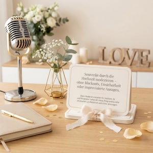 Tarjetas de maestro de ceremonias para bodas (PDF) para DJ y maestro de ceremonias | Anuncios de boda listos para usar | Guion de programación para recepción, cena, corte de pastel, fiesta