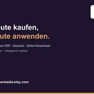 K&ouml;nnte beinhalten: Ein dunkelviolettes digitales Dokumenten-Cover mit dem wei&szlig;en Text "Heute kaufen, heute anwenden." und "14 Seiten PDF &middot; Deutsch &middot; Sofort-Download". Es enth&auml;lt das Logo "ki" in einem wei&szlig;en Quadrat und die Website "herknermedia.etsy.com" unten.