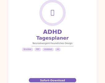 ADHD Tagesplaner Druckbar | Neurodivergent Planer PDF | Fokus Tracker | Brain Dump | Gewohnheits-Tracker | ADHS Journal | Selbstfürsorge