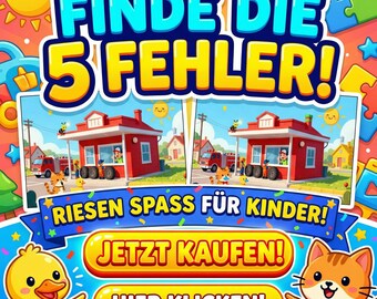 Suchbilder Kinder PDF | 25 Seiten Finde den Unterschied | Konzentration Vorschule Grundschule | Beschäftigung Kinder Ausdrucken
