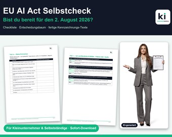 Modello di etichettatura IA | Autovalutazione ai sensi della legge UE sull'IA per le piccole imprese | Lista di controllo, albero decisionale e moduli di testo | Tedesco | Scarica