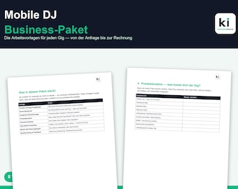 Invoice template for small businesses (PDF) | Quote, price list, packing list, checklist | Business package for mobile DJs & service providers