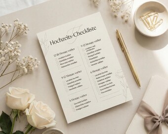 Lista di controllo per il matrimonio in PDF | Agenda per il matrimonio stampabile | Cronologia di 12 mesi | Regalo per la sposa | Organizzatore di matrimoni